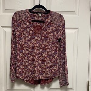 Lucky Brand Burgundy Floral Blouse
